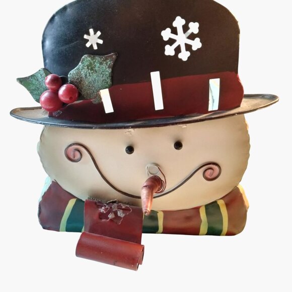 Snowman Christmas Metal Basket Handle Holiday Decor - Picture 5 of 11